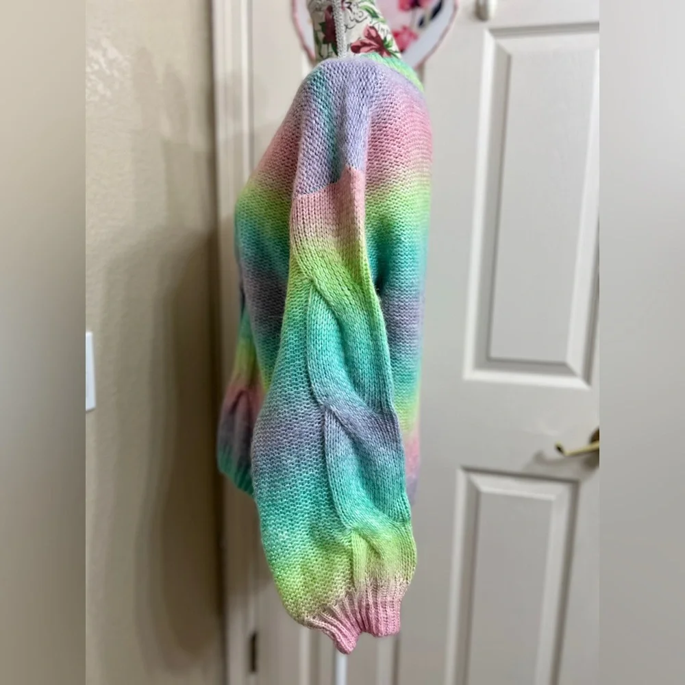 Woven Heart Pastel Rainbow Women's Sweater